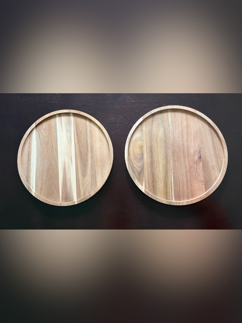Wood Round Serving Trays - Set of 2